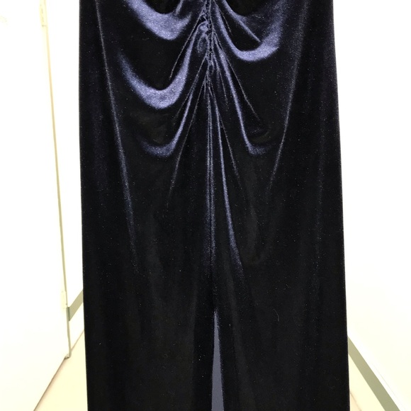 X by Xscape Dress Deep Blue Velvety Ruching Back with Long Slit size 14 - Picture 5 of 16